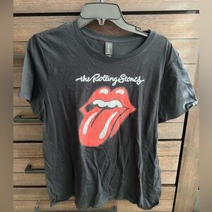 Gildan Black T-Shirt with Red Rolling Stones Logo